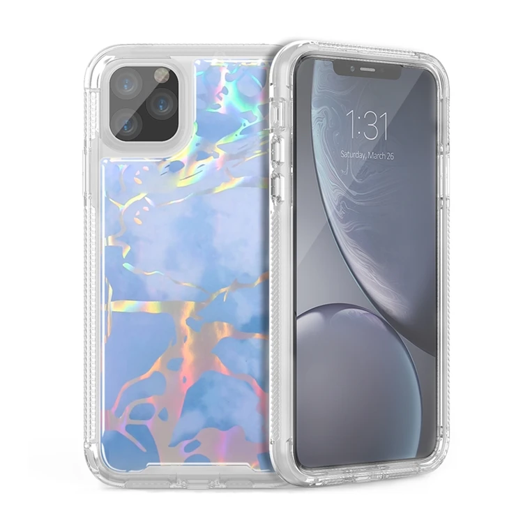 For iPhone 11 Case Marble IMD Fashion Gripper Stand Holder Soft Flower Phone Case for