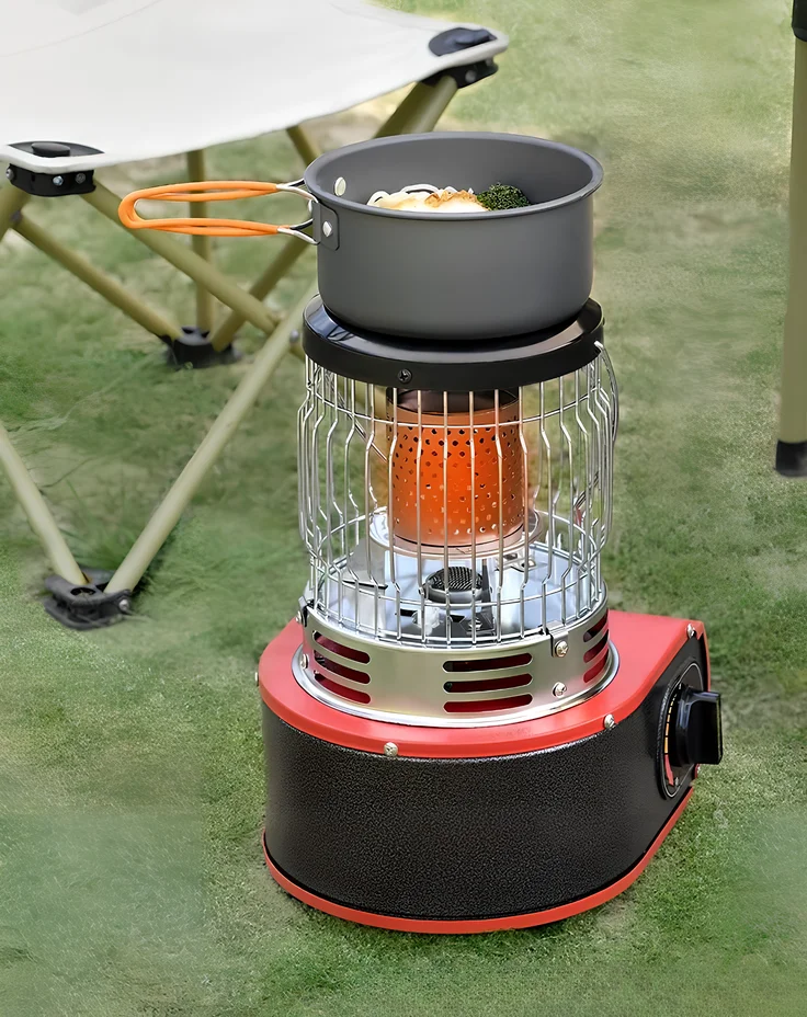 Outdoor warmth with a powerful gas heater, your go-to for camping and more.