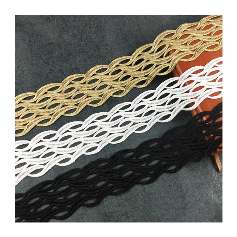 High Quality 8.5 cm Metallic Ribbon Lace New DIY Accessory and Dress Trim Embroidery Lace Decoration with Stock JB66