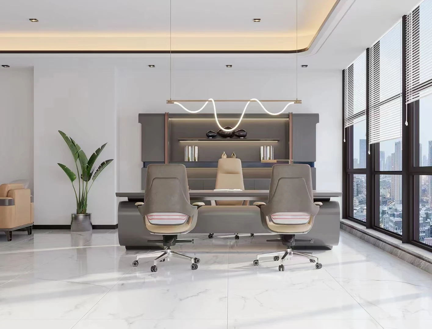 Hot Modern Wooden Executive Desk (designed for CEOs) is a custom-made L-shaped luxury table, specifically crafte for 10 years