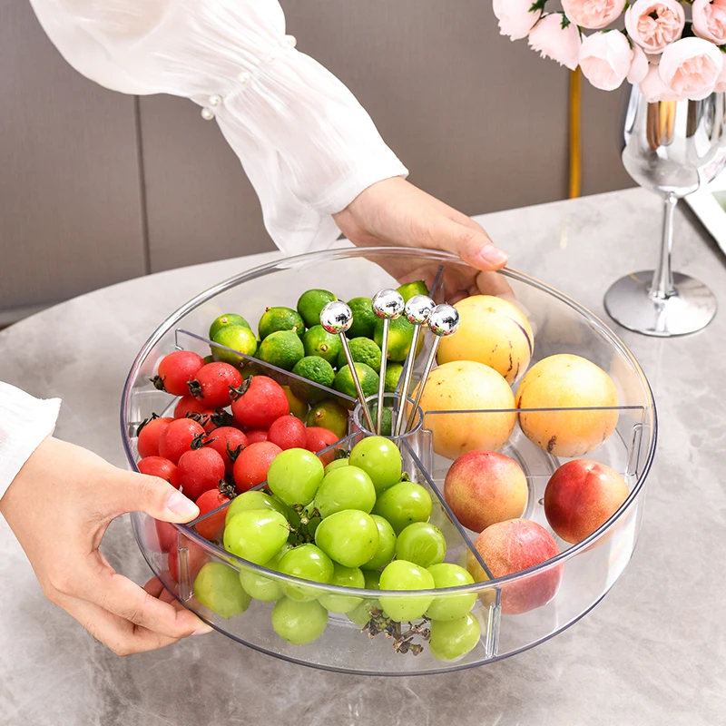 Hot Selling Large Capacity Double-Layer Sealed Fresh-Keeping Box Plastic Storage Household Rotating Grid Dried Fruit Box
