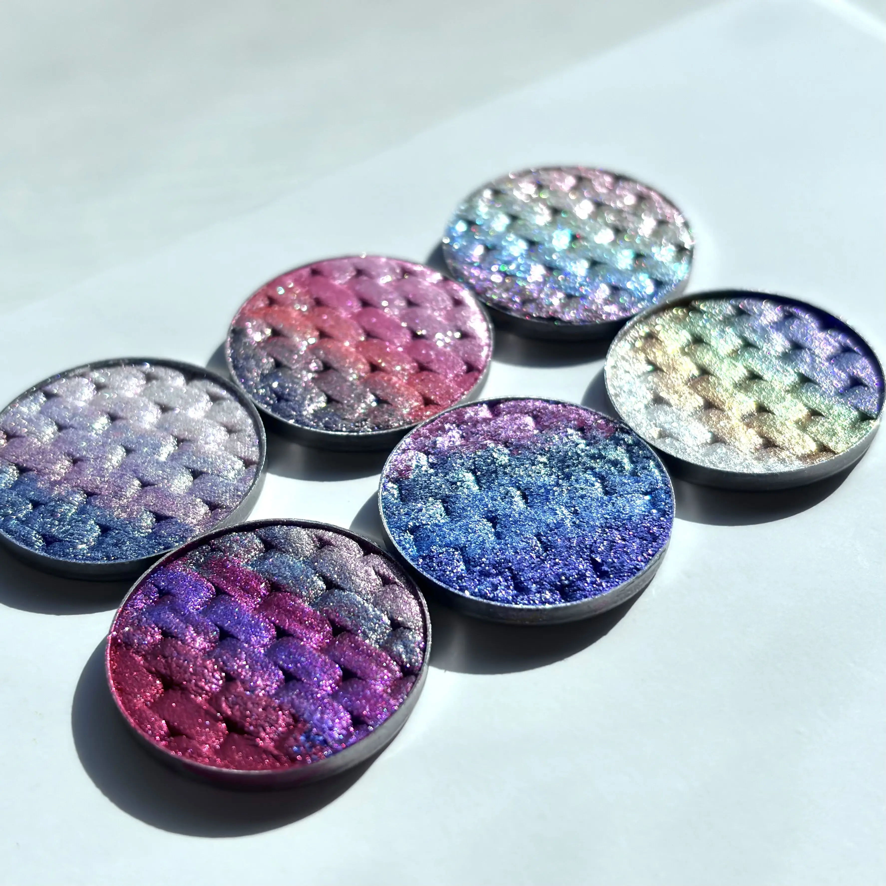 Waterproof Long Lasting Pearlescent Glitter woven pattern rainbow duochrome holographic chameleon Eyeshadow