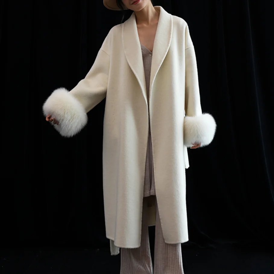 New Arrival QC24029 Hot Selling  Women Casual Long Cashmere Coat