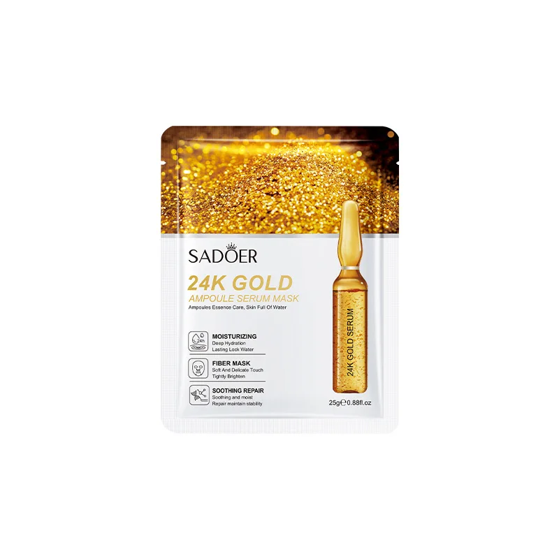 Hot Selling Wholesale Ampoule Face Mask Hydrating Moisturizing Brightening Hyaluronic Acid 24K Gold Vitamin C Sheet Face Mask