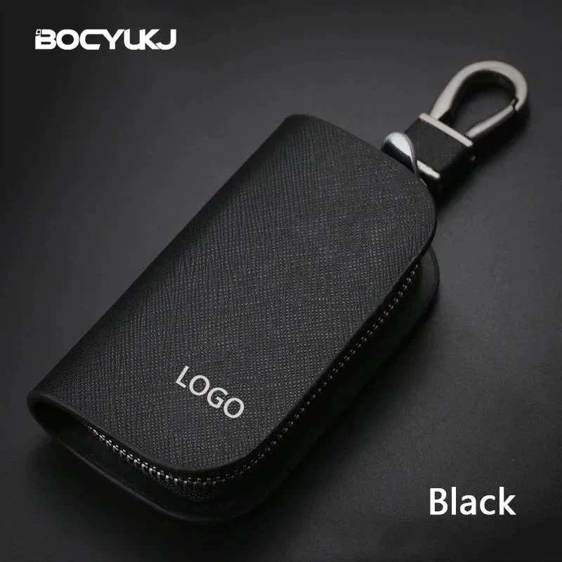 Leather Car Key Case Universal Keychain For BMW Mercedes Audi VW Bentley Toyota Honda Hyundai MG Key Cover Protector Accessories
