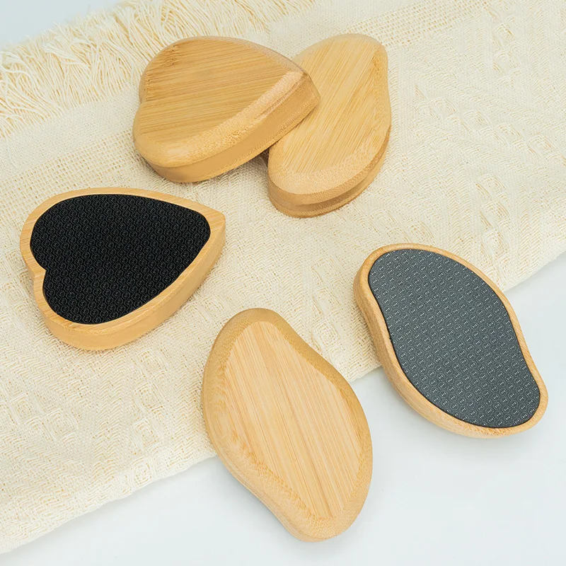 Eco-Friendly Bamboo Wooden Foot File Callus Remover Custom Logo Manicure Tools for Feet Dead Skin Nano Glass File with Nail Use