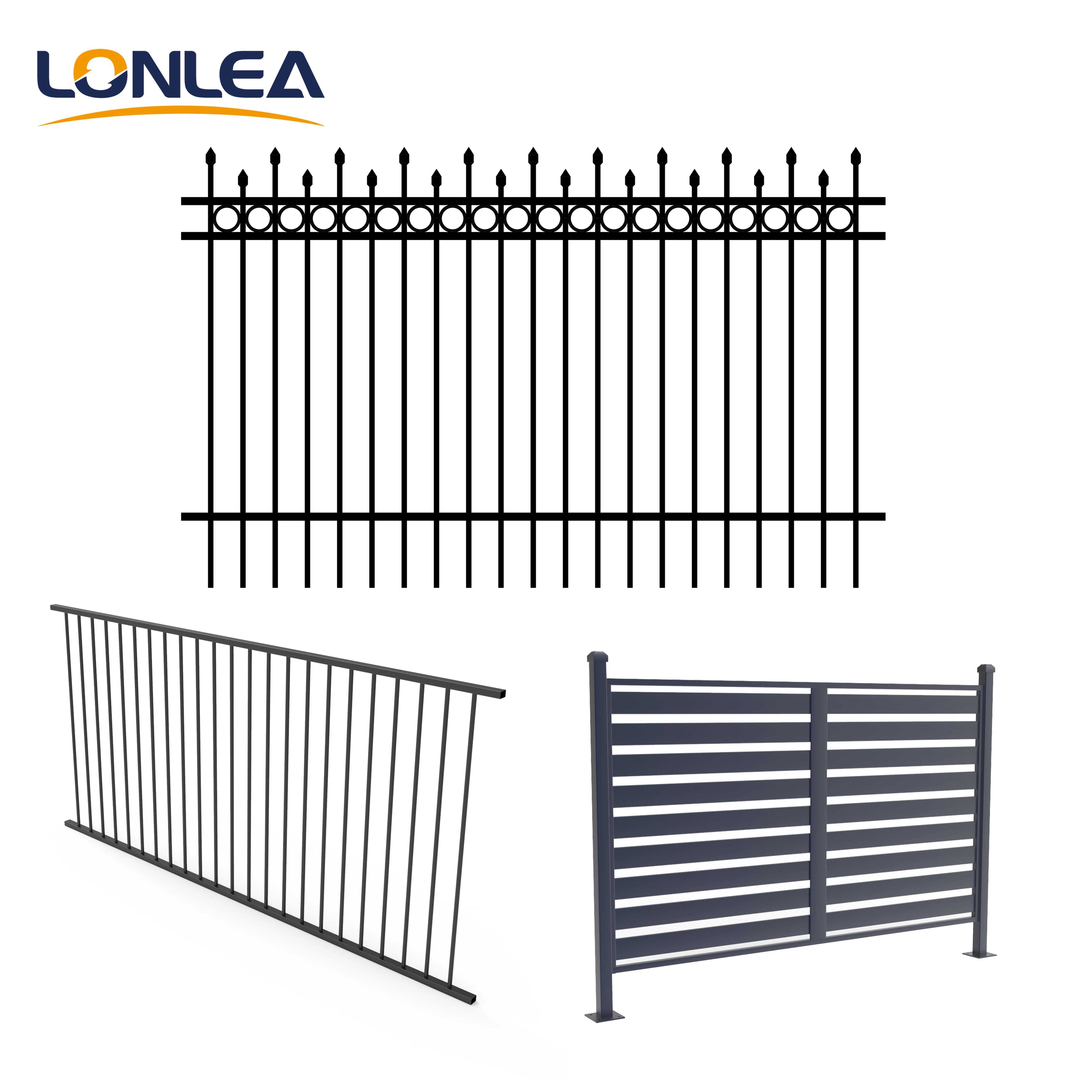 Wholesale residential steel wrought iron fence panel Aluminium  Metal fencing