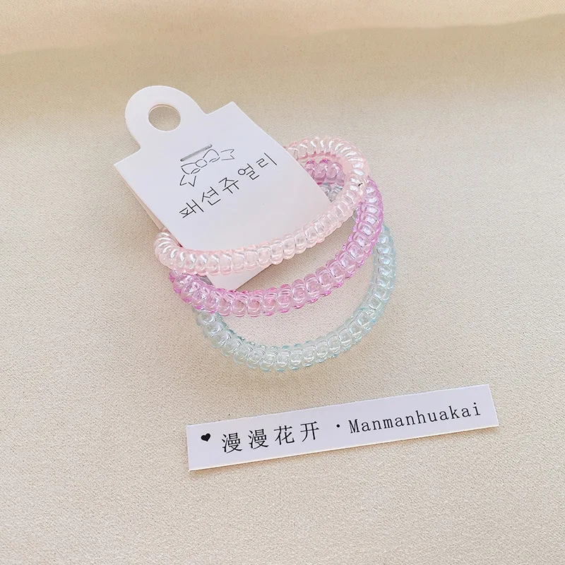 3pcs/set Spiral Hair Ties Transparent Jelly Scrunchie with Spiral Ring Korean Spiral Coils Fashionable Hair Accessories