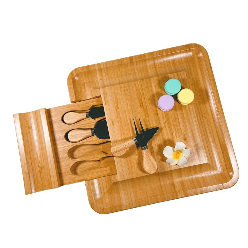 CL342 4pcs/set Stainless Steel Cheese Knives Oak Handle Cutter Board Butter Spatula Kitchen Wooden