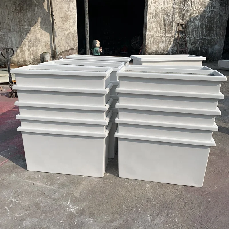 FRP sculpture manufacturers custom road flower pot fiber cloth flower box viaduct ornaments plant container hotel shopping mall