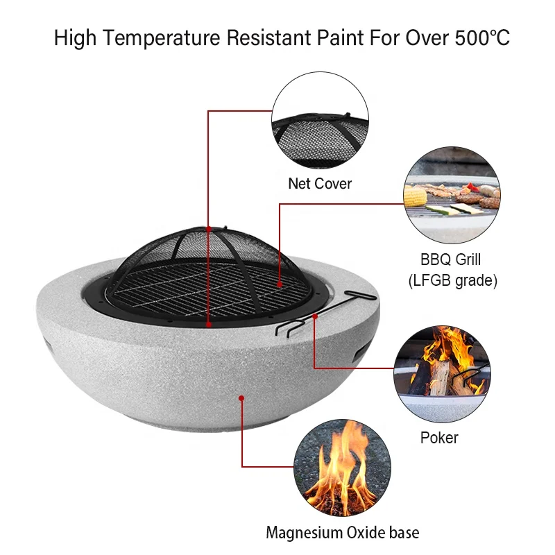 FF445 MGO metal fire bowl with fire poker fire pit bowl for America