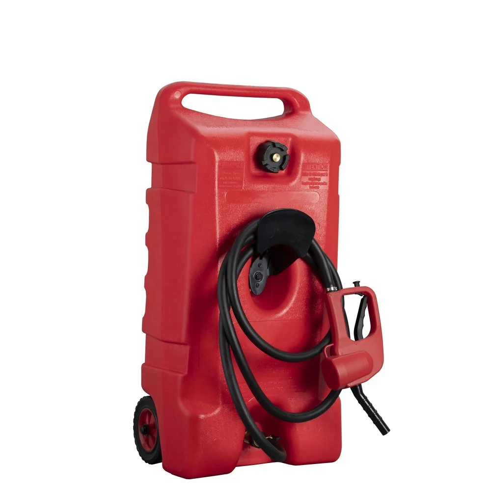 Fuel Caddy, 53L Portable Gas Fuel Tank Container Caddy with LE Fluid Transfer Siphon Pump and 3M Long Hose
