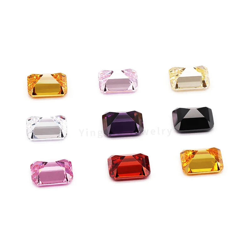 YT Black Radiant Emerald CZ Gemstone Cubic Zircon for Jewelry Making