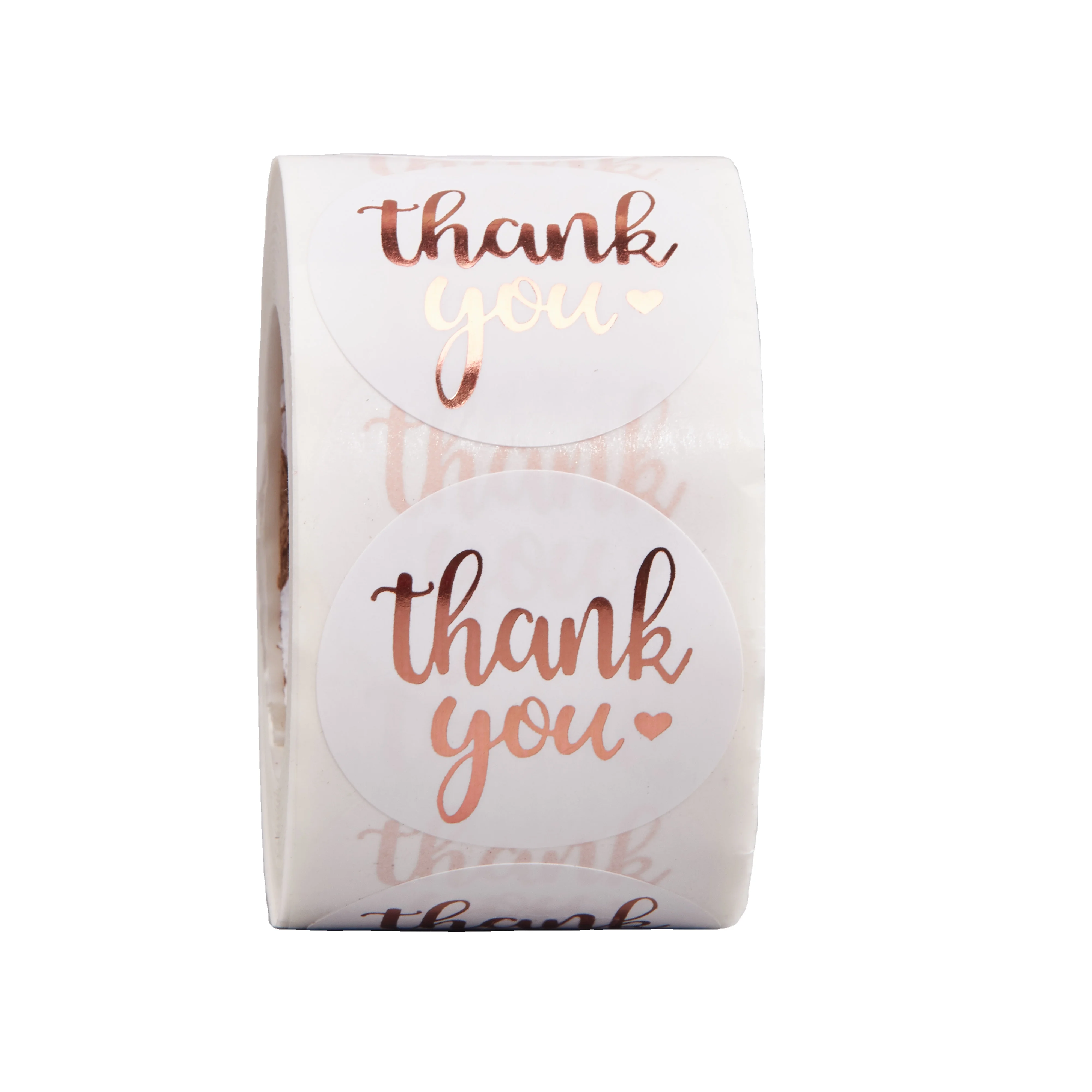 Thank you sticker roll 500 pieces of rose gold foil private design sticker baking packaging label