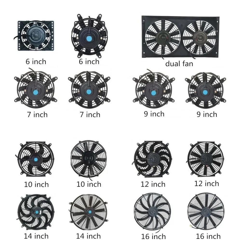 DC 24V and 12V straight blade auto radiator cooling universal fan