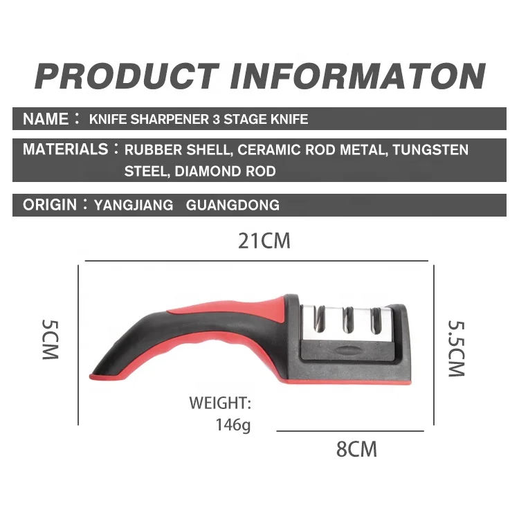 Professional 3-stage Knife Sharpening Tool With Soft Grip Handle Kitchen Knife Sharpeners Kitchen Knife Accessories