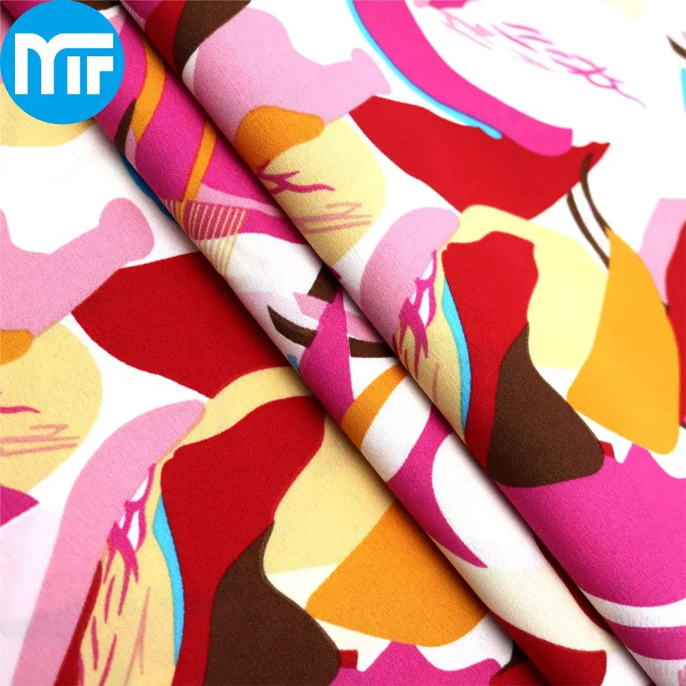 Wholesale Camo Stretch Custom 97% Polyester 3%Spandex Crepe Four Way Woven Printed Fabrics Garments Women Dress Clothing Lining