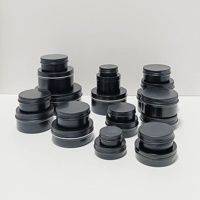 Matte Black Color Metal Cosmetic Packaging Can Container 30ml Aluminum Round Tin Jar wholesale manufacture
