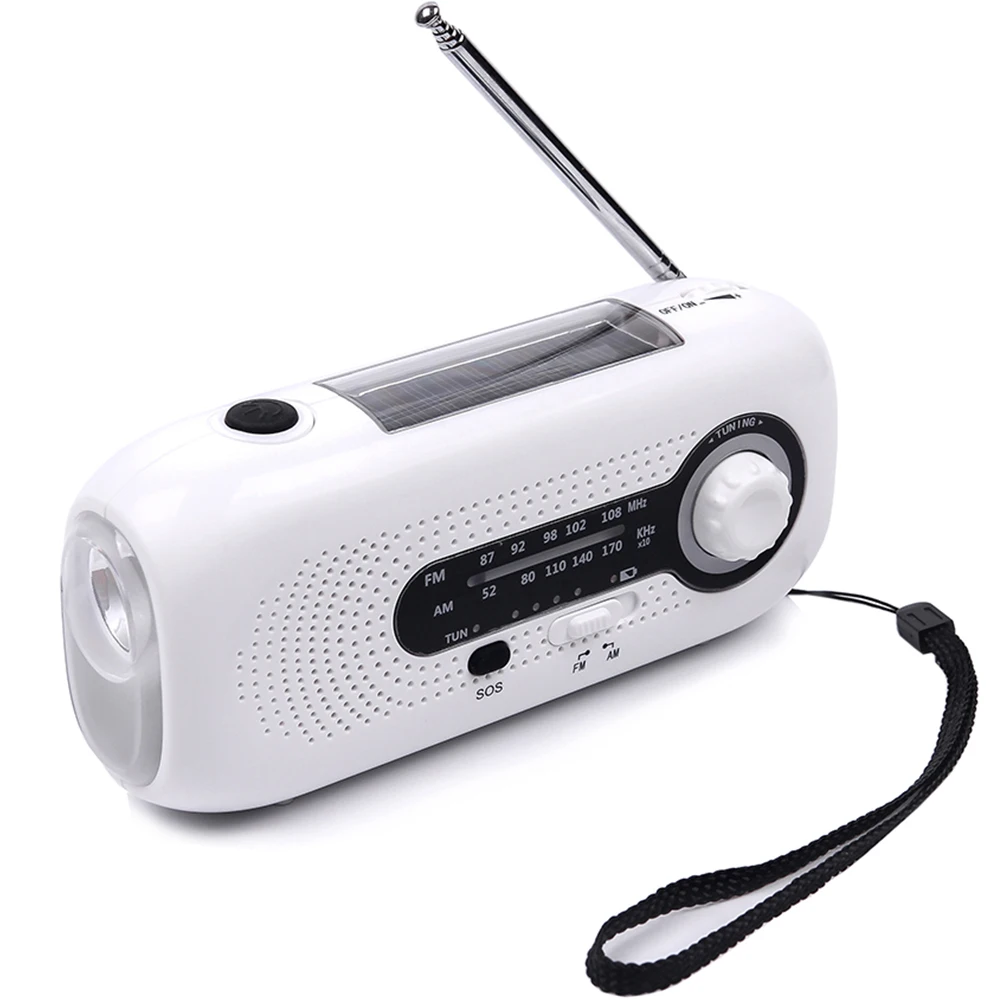 Портативная солнечная панель ручной радиоприемник сигнализация SOS FM AM Метеорологический с перезаряжаемой батареей 2000 мАч