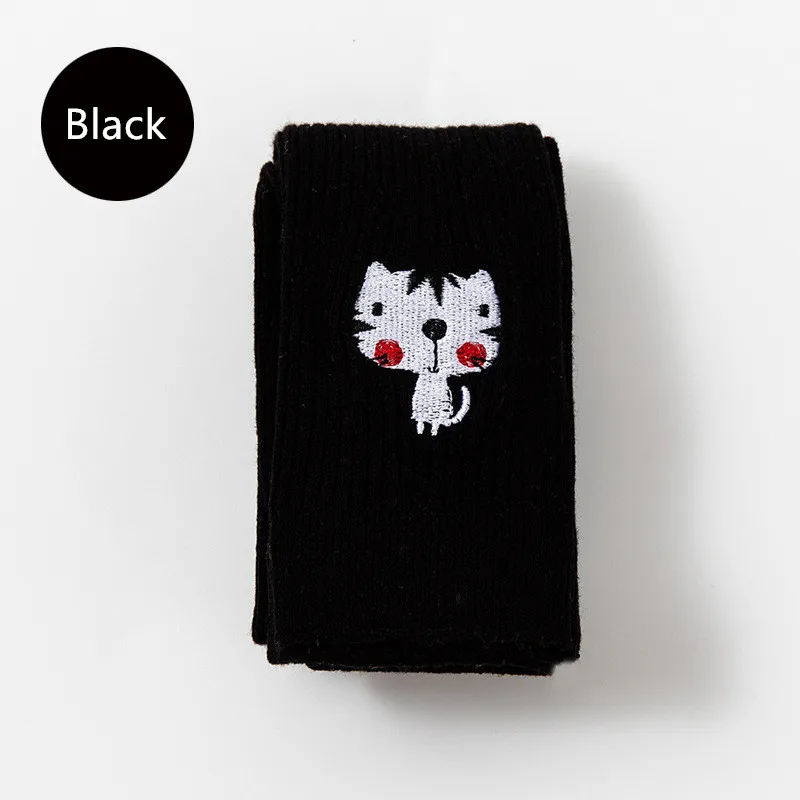 Combed cotton plain color baby tights embroidery cute kids pantyhose