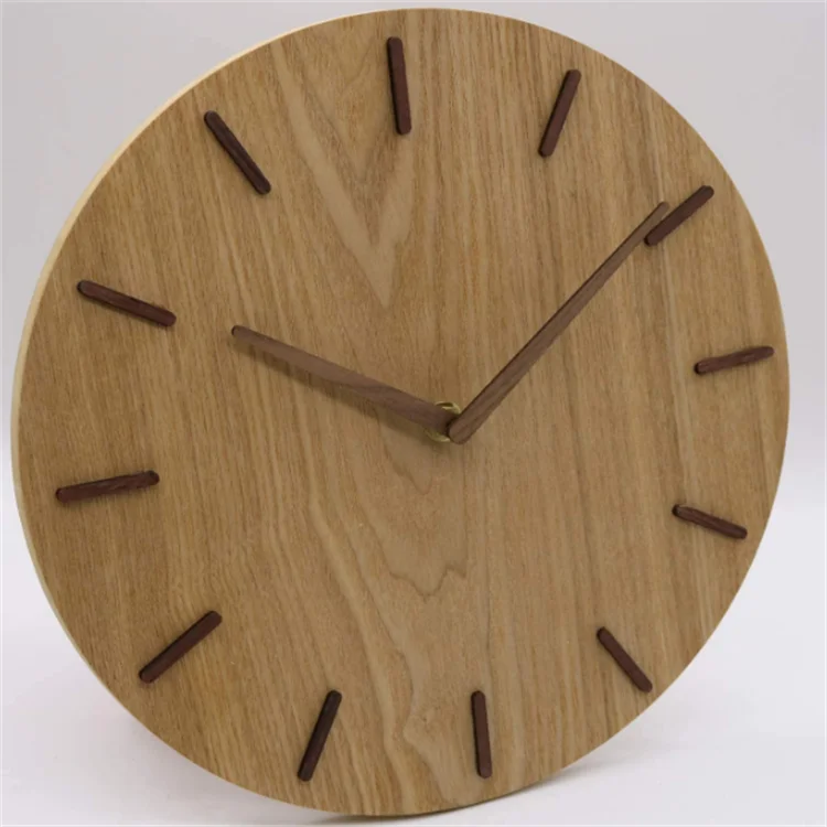 high quality brown round rustic country style silent wall clock for living room  bedroom office