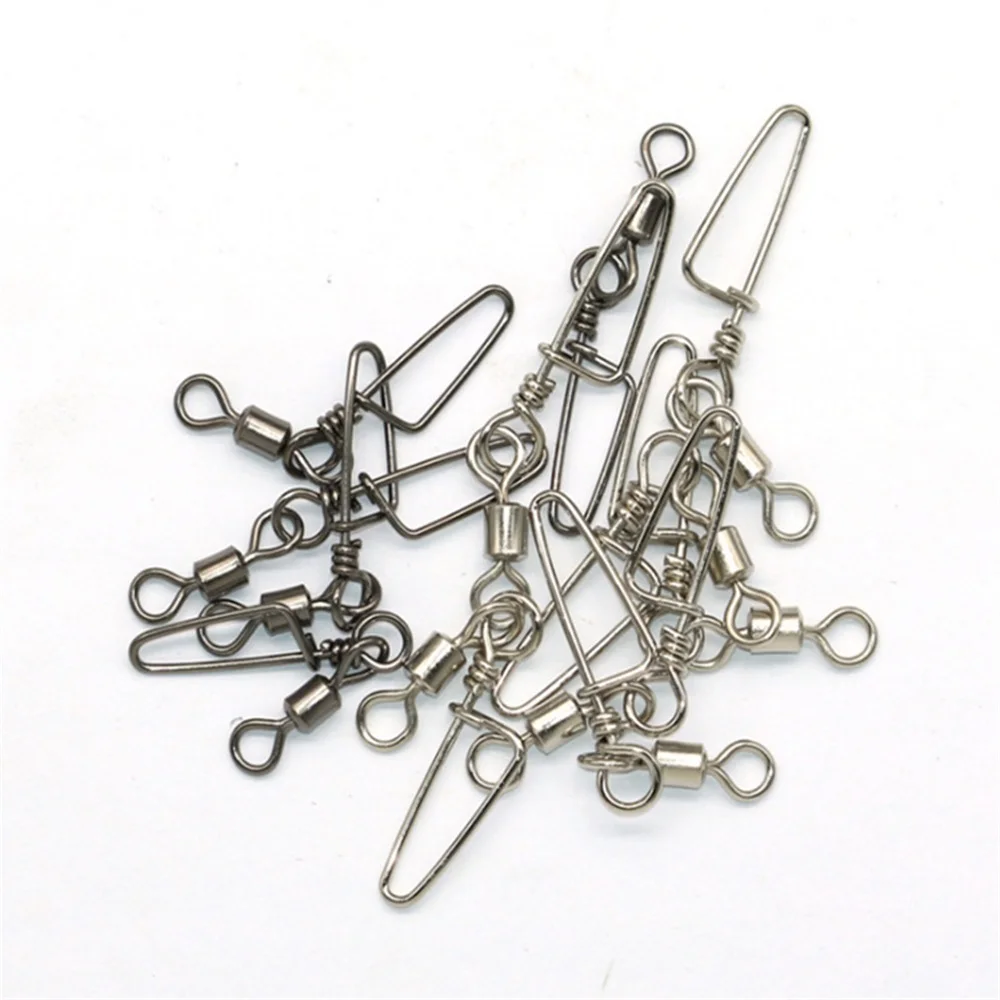 Rikimaru  Stainless Steel Fishing Swivel Snap With Arc-Shape Pin Fishing Tackle