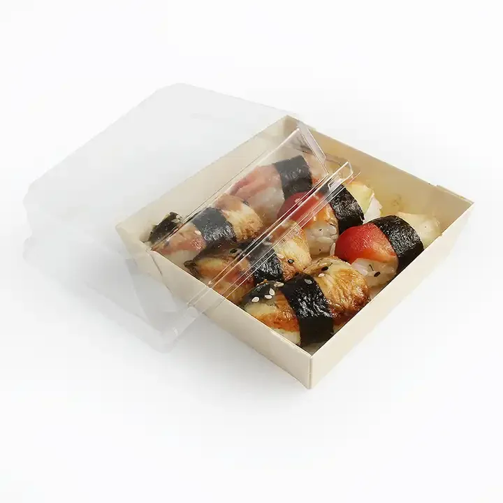 disposable wooden sushi box japanese bento box  takeaway box sushi container with lid