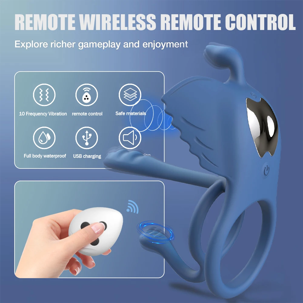 Cross border explosive swan lock ring wireless remote adult sex toys double motor vibration penis massage masturbation device