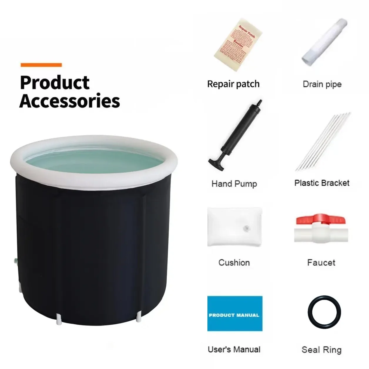 2023 New design Foldable with air ring  stainless steel structure PP material Adult Bath tub