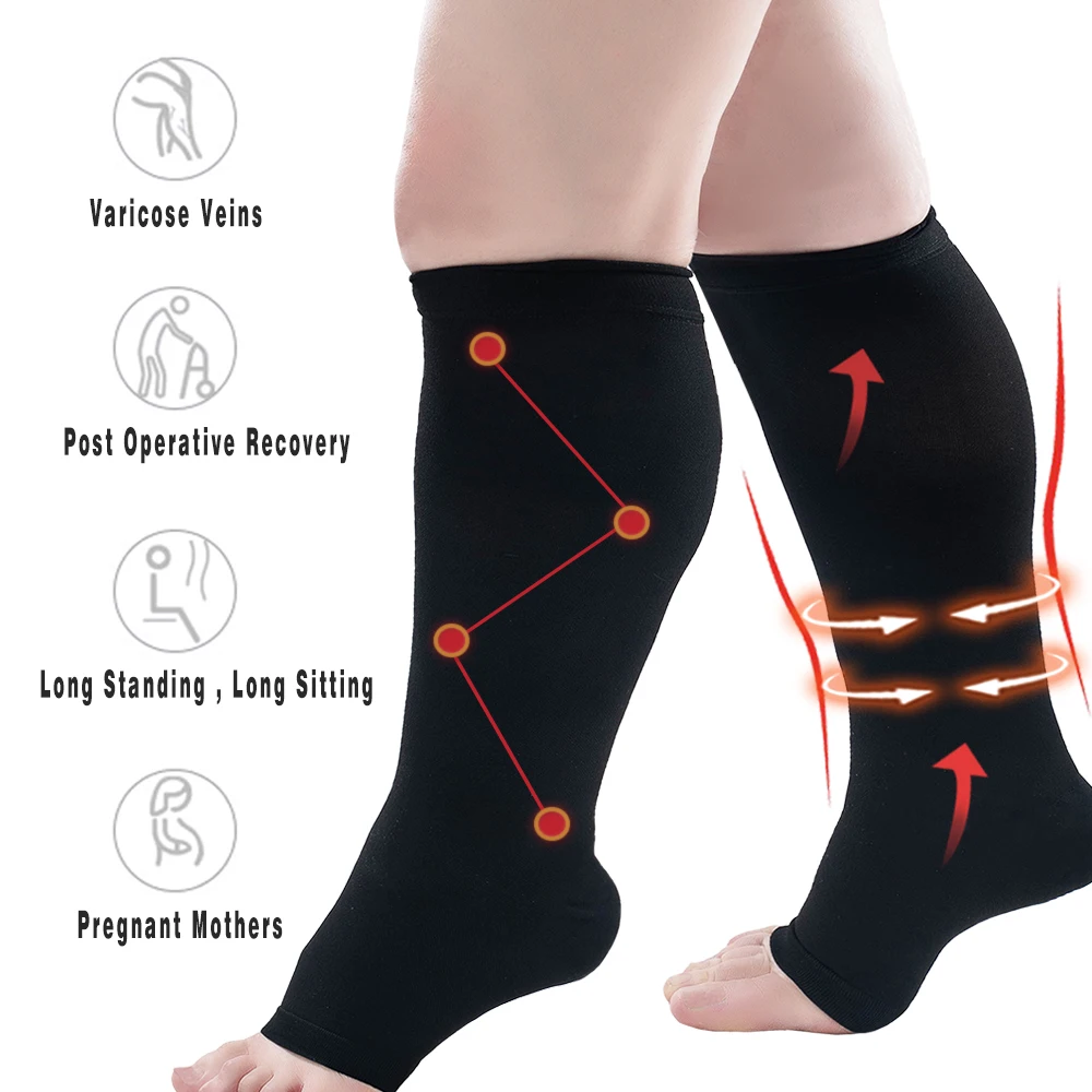 30-40 mmHg Open Toed Knee High Compression Sock for Unisex Nurse Recommendation