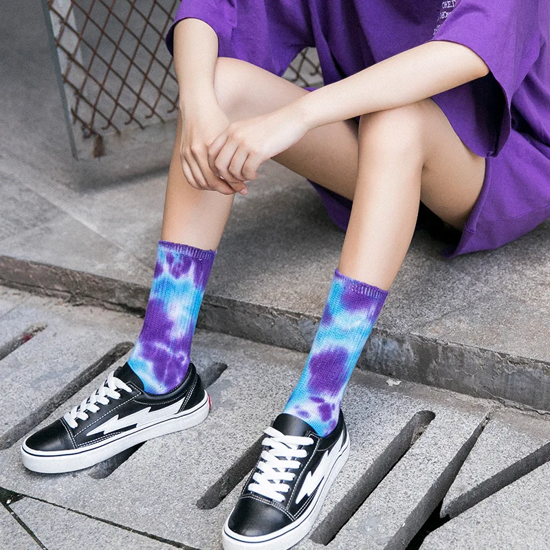 Uron Pure cotton street line character in long tie-dye socks stockings hose wet socks