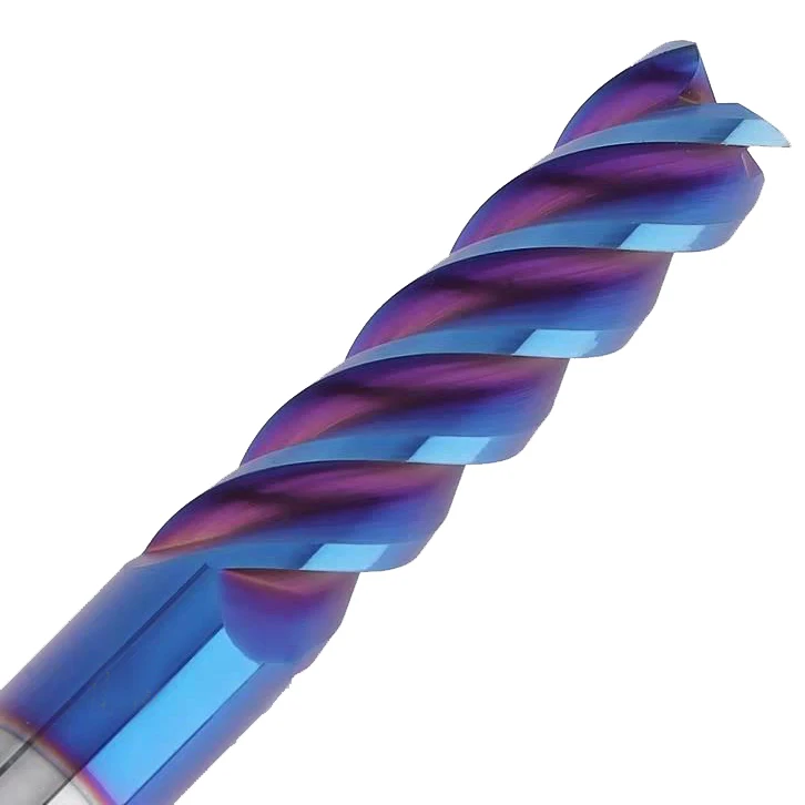 1/2/3/4/6 flutes HRC65 Blue Nano Coating tungsten carbide cutter end mill cutter for sale