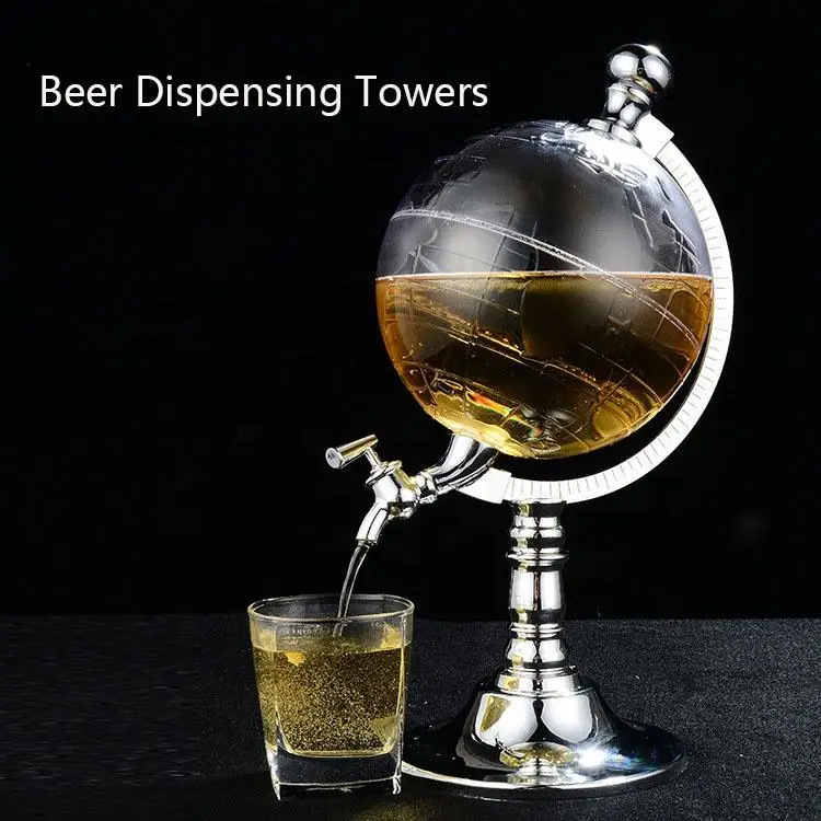 3.5L Transparent Beer Juice Tower Globe Soda Drink Dispenser Stand With Ice Tube Cooling For Parties