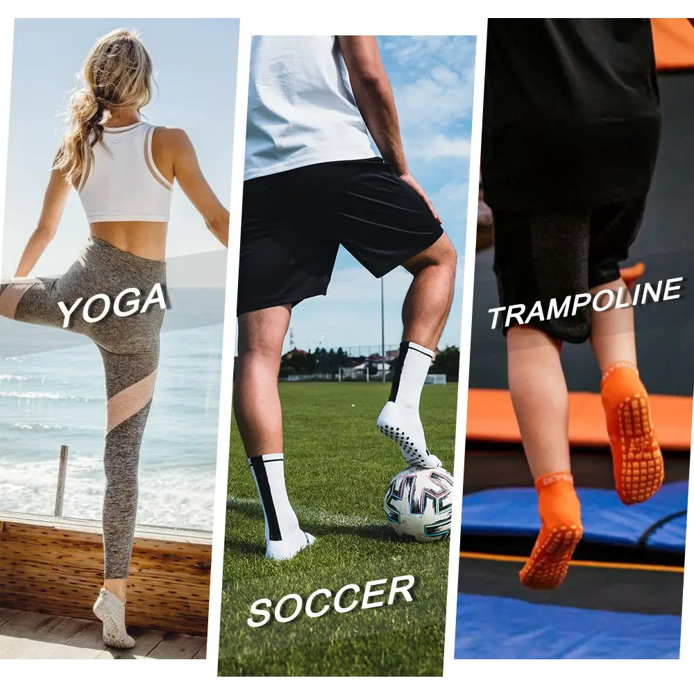 wholesale Custom Logo Athletic Men Sport Crew Grip Socks Anti Slip Football Socks Grip Soccer Socks For Men