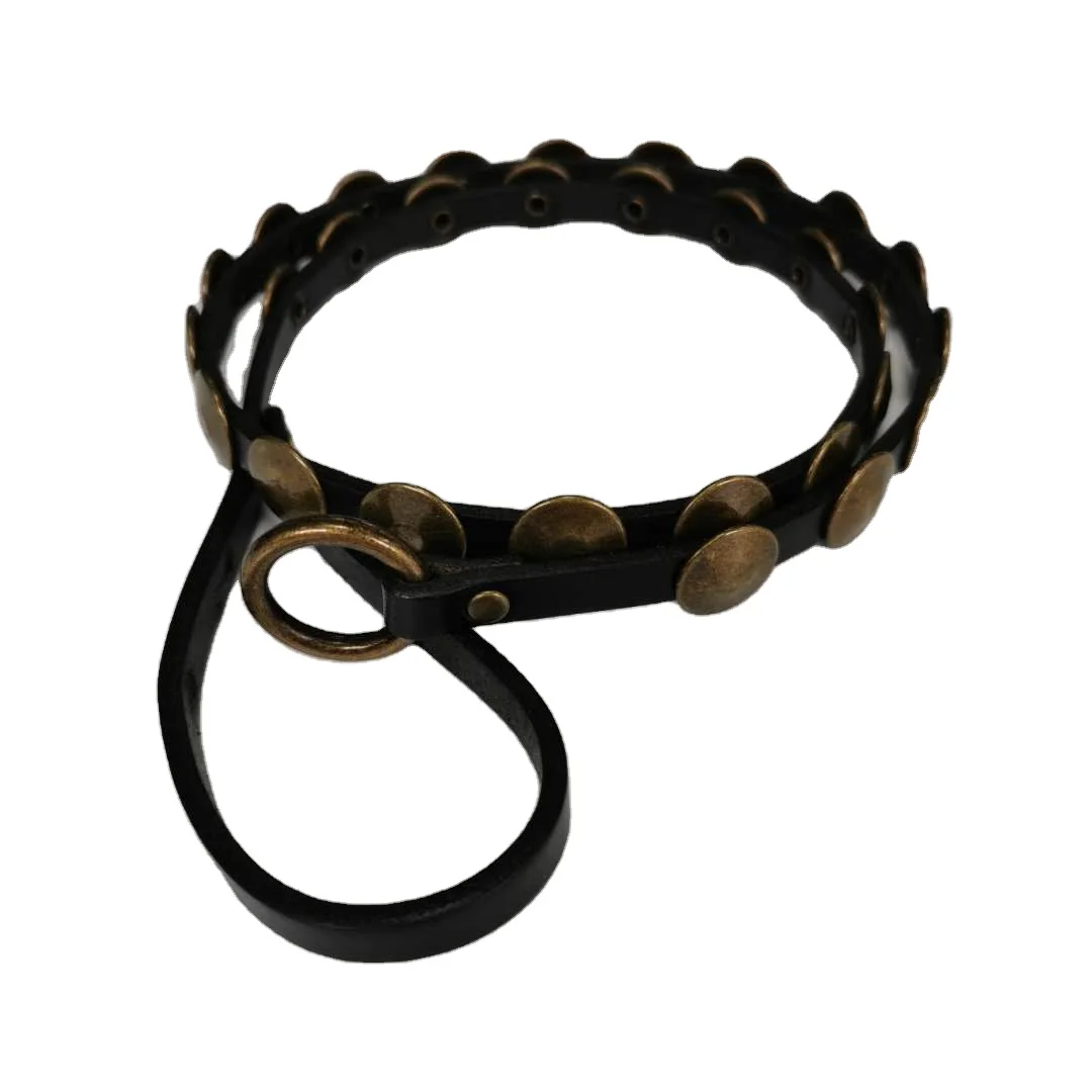 Width 10MM 100% Real Leather Waist Chain High Quality Metal Belt with Round Buckle