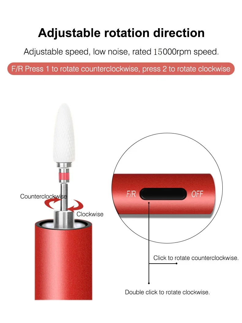 Portable Mini Manicure Machine Nail Drills Handpiece Pen rechargeable nail equipments  low heat pen shape for personal use