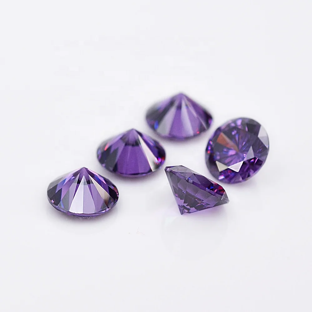 Customized Top Quality fashion CZ Stone round diamond cut gemstone synthetic amethyst CZ stone
