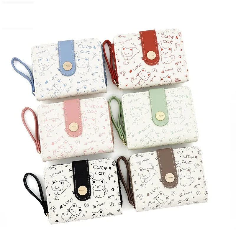 New Cute Kitten Girls Wallet Short Zipper Coin Purse cCat Wallet Fashion Versatile Purse for Women