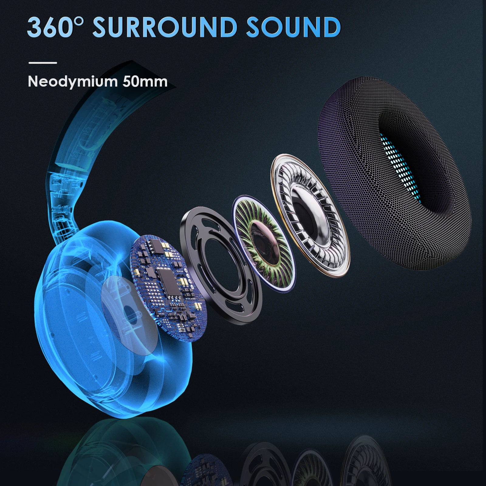 Head-mounted game headset gaming headset virtual surround sound with microphone