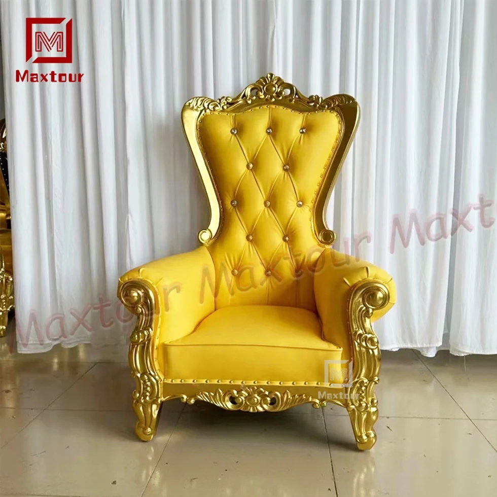 Classic Royal Luxury Children Throne Chair Wedding High Back Hotel Golden King Throne Chair