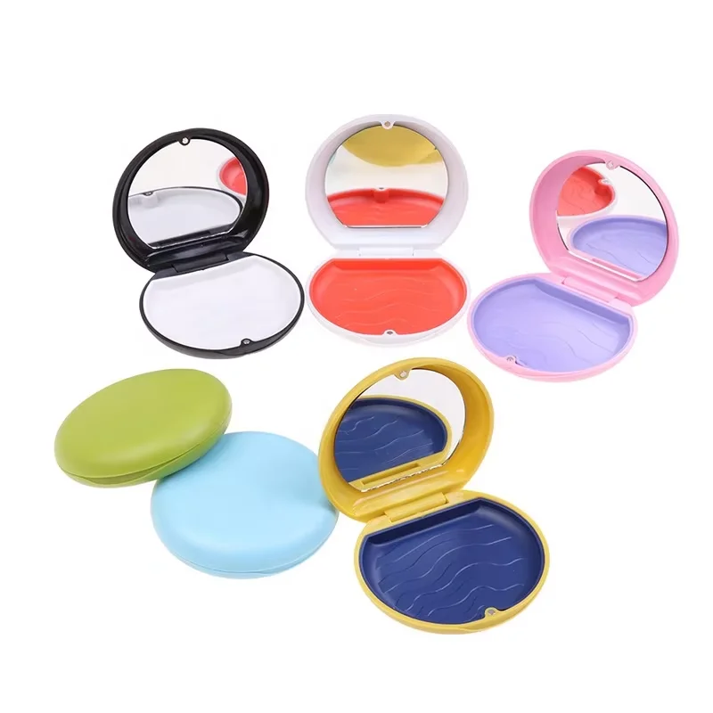Invisible Plastic Denture Storage Box round Silicon Dental Tray Concealed Dental Equipment Organizer