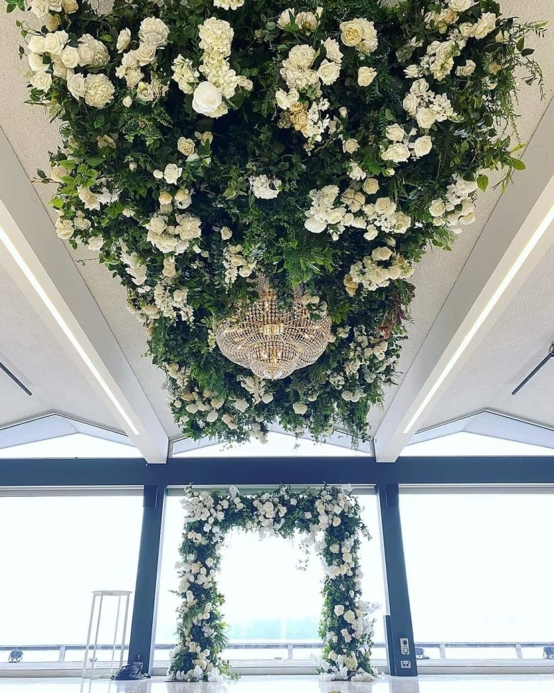 Wedding Decoration Artificial Flower Wall Flowers Hanging Ceiling green plant For Wedding Stage Decoration