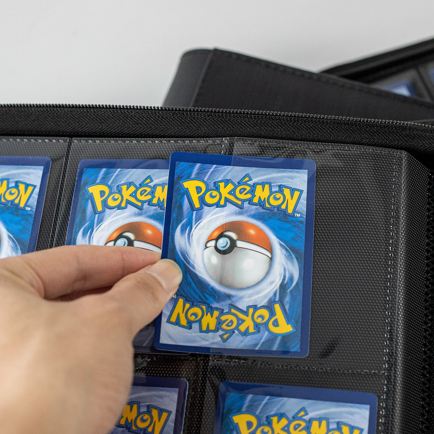 Premium 9 Pocket Waterproof Card Collector Folder Premium Black Zipper PU Leather Trading Card Album for 360 Cards