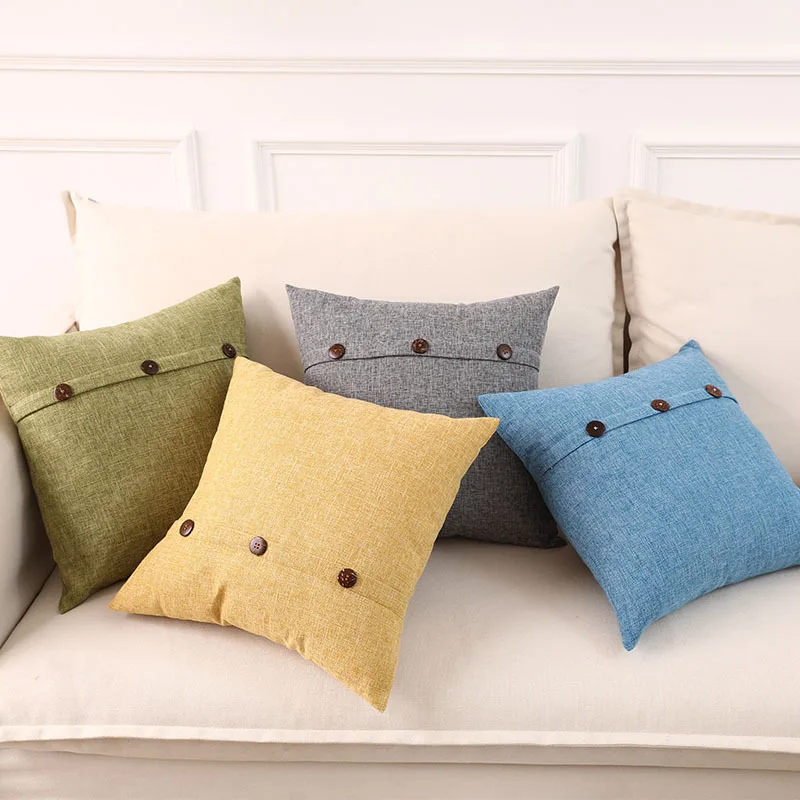 Decorative Throw Pillow Beaded Cover Vintage Farmhouse Plain Linen Gingham Cushion Covers