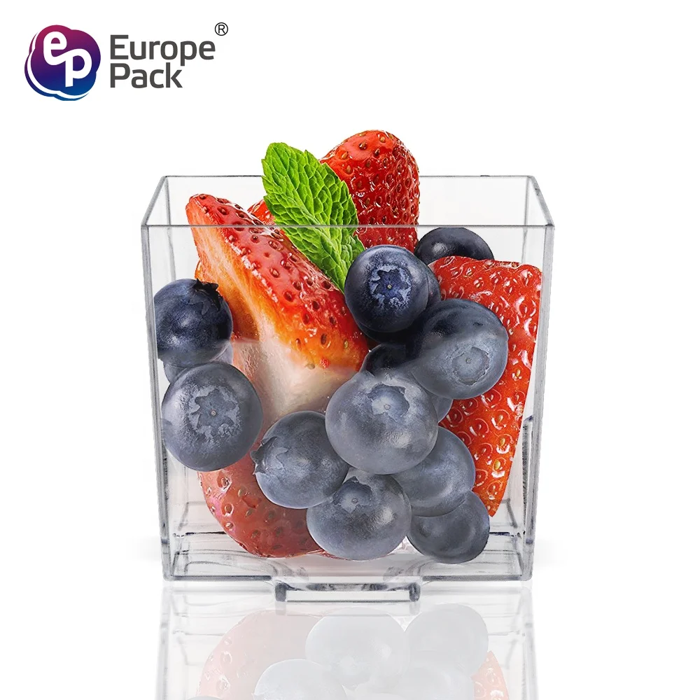 High quality mini disposable dessert square plastic cups with 60ml capacity