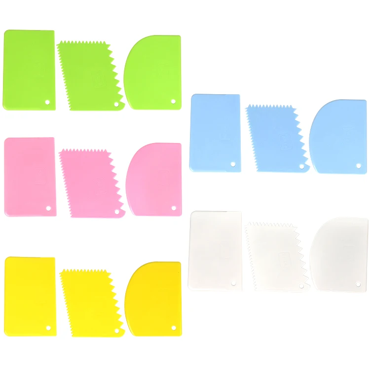 
Plastic 3PCS Cake Scraper Pastry Butter Dough Cookie Edges Scraper Cake Smoothers DIY Cutter Baking Tools Decorating Accessories 