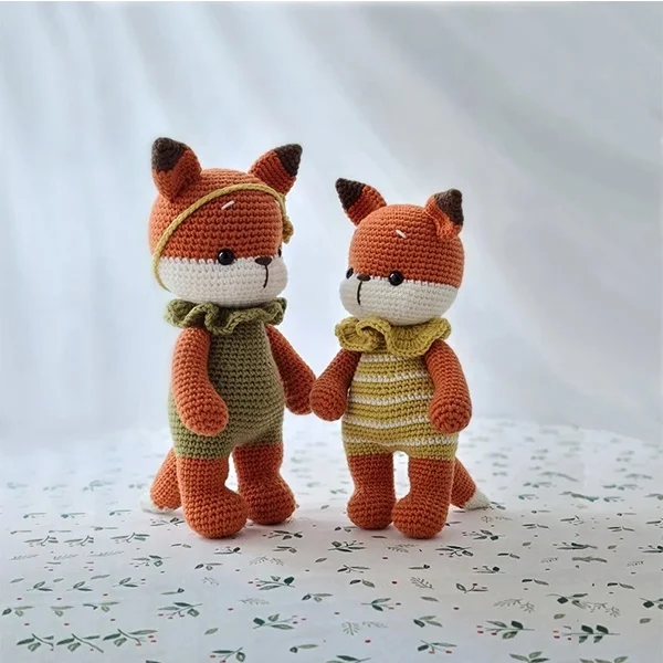 Amigurumi Pattern Fox Crochet Toy for Baby Gift Set Cotton Filled Doll Knitting Toys Customized Stuffing