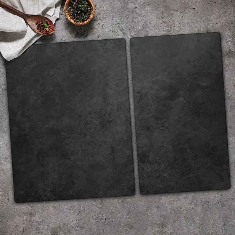 Gray Tempered Glass Chopping Board and Black Board 30x52cm Custom Cutting Boards for Kitchen