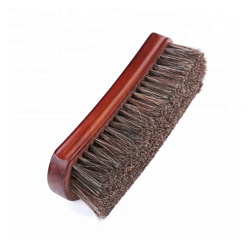 Amazon hot sale fashion horsehair shoe brush 17cm wood brush for shoe cleaning