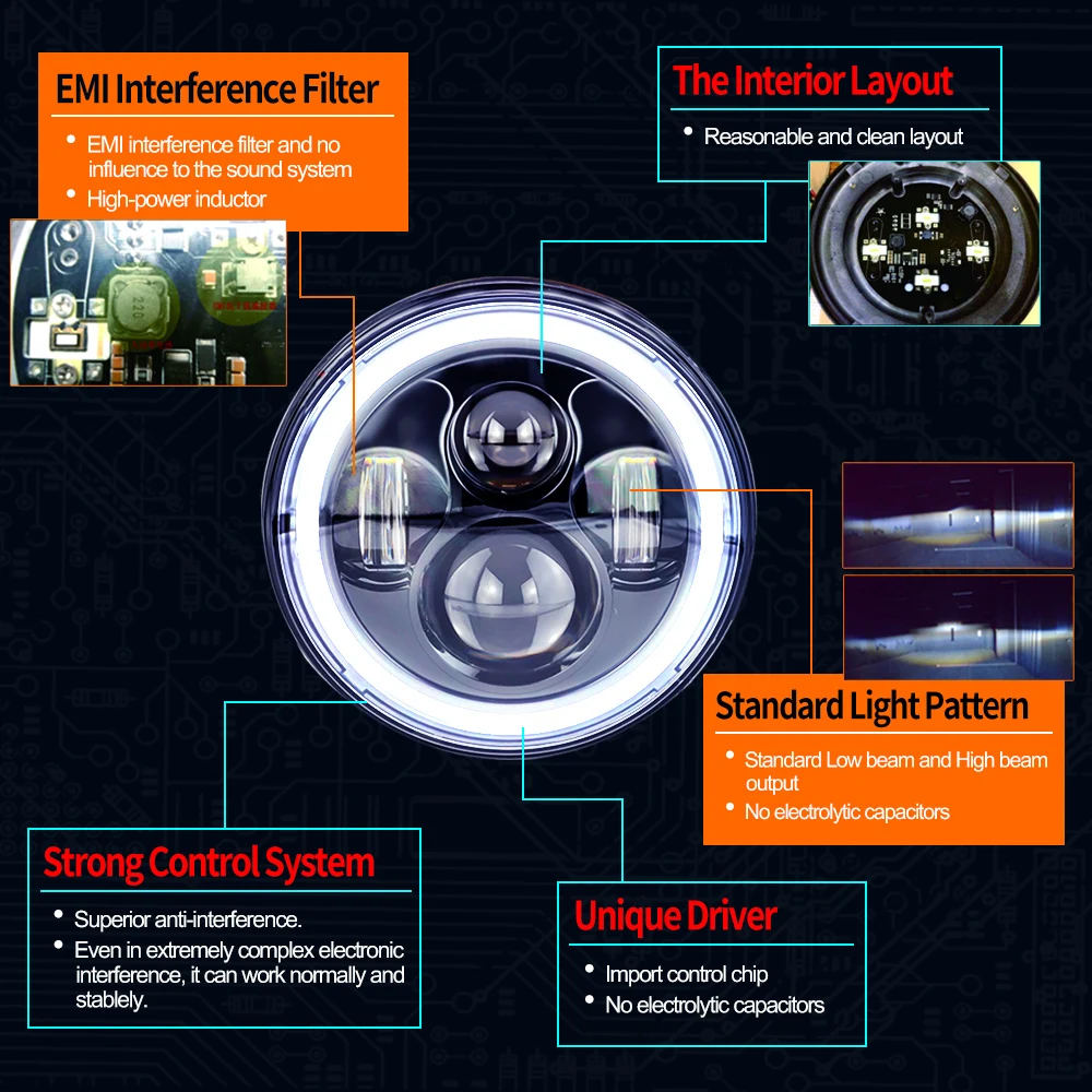 Pass NHTSA DOT Headlight assembly For hummer h2 accessories 7 inch headlight led car headlights